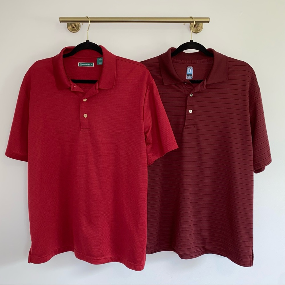Men’s Maroon and Burgundy Polo Bundle Size L